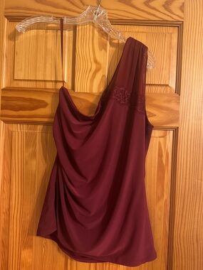 WHBM One-Shoulder Draped Burgundy Women's top